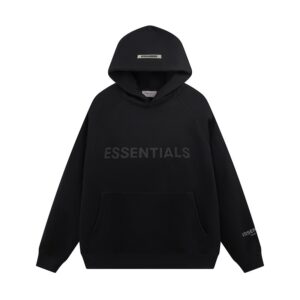 Felpa con cappuccio Essentials nera opaca